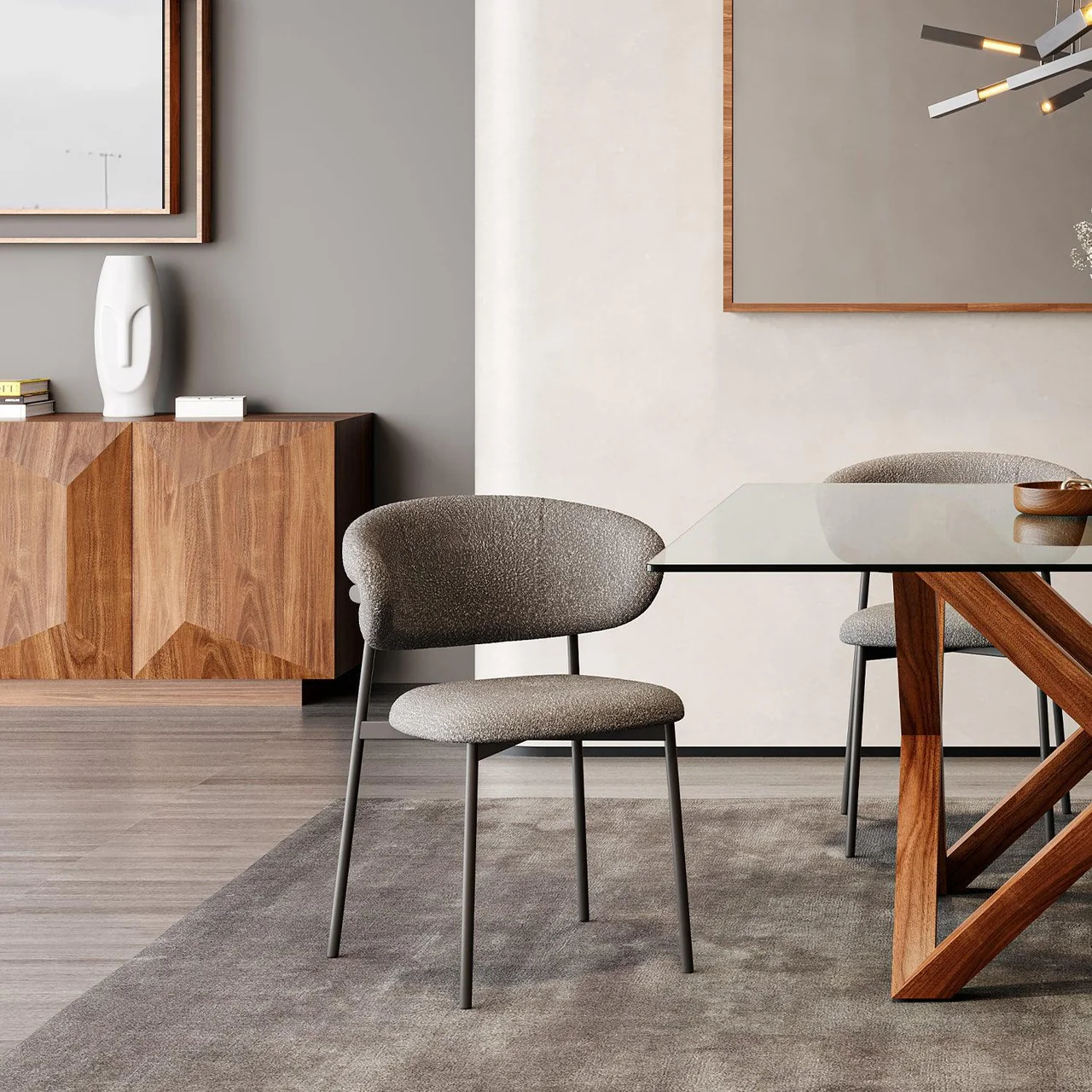 Zoya Dining Chair Gray Boucle - Image 5